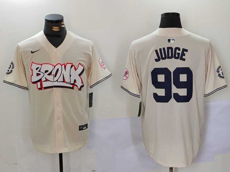 Mens New York Yankees #99 Aaron Judge Cream Limited Stitched Baseball Jersey